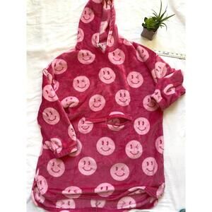 No Boundaries Pink Smiley Face Fleece Hoodie Sweatshirt, Size M (8-10)